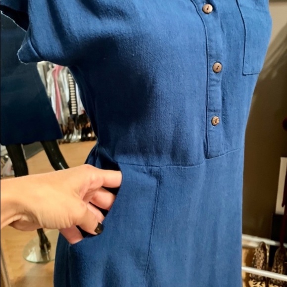Royal blue linen dress - Picture 2 of 7